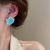 Silver Needle Sky Blue Series Geometric Flower Butterfly Earrings Korean Dignified Sense of Design Earrings Fresh Sweet Earrings