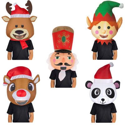 Amazon New Christmas Headgear Inflatable Clothing Guard Elk Panda Headgear Party Supplies Inflatable Clothing Pack