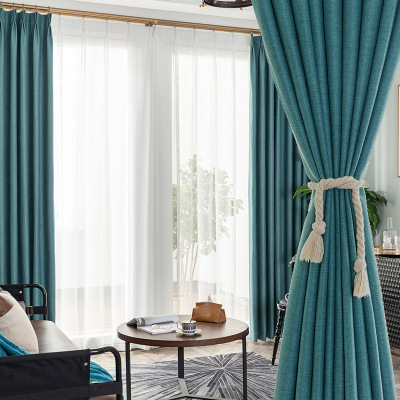 New Curtain Finished Cotton and Linen Style Herringbone Living Room Bedroom Shading Nordic Ins Floor Curtain