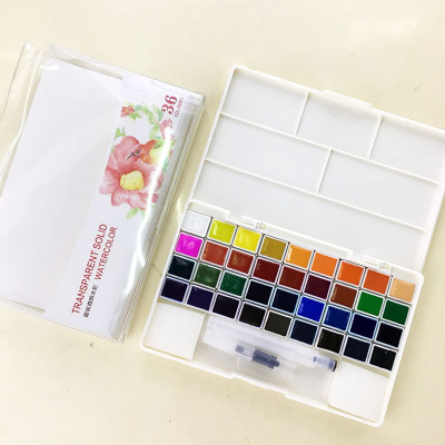 Transparent Solid Watercolor Gouache Paint Set Student Hand Drawn/36/48 Color Painting Portable Set