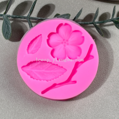 Fondant Cake Mold Rose Flower Peach Blossom Branches Liquid Silicone Mold Cake Baking Tools