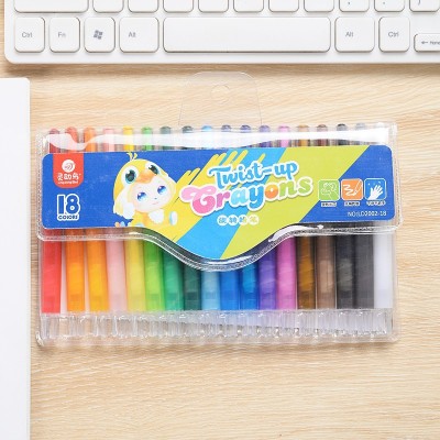 18 Colors Magic Marker Pen Water-Soluble Rotating Brush Wax Crayon Oil Pastels Children's Painting Stick Student Stationery Wholesale