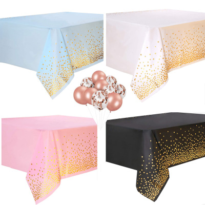 Amazon Dot Party Table Cloth Printing Party Plastic PE Tablecloth Rose Gold Bronzing Disposable Tablecloth