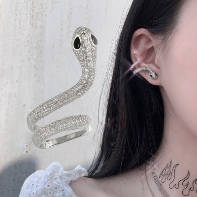 New Trendy European and American Snake-Shaped Winding Earrings Female Personality Cool Earth Hip Hop Ear Clip Snake-Shaped Earrings Earrings