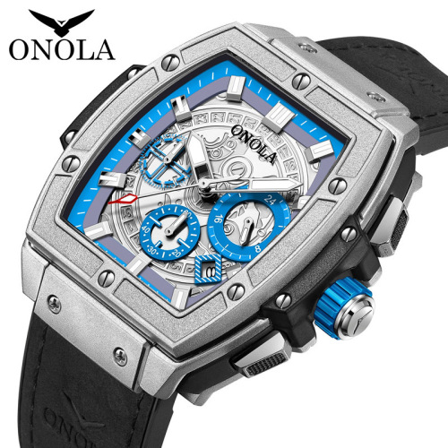 Onola Cross-Border Hot Fashion Barrel-Shaped Multifunctional Quartz Men‘s Watch Waterproof Luminous Men‘s Watch