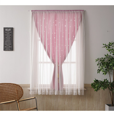 Rental Room Magic Adhesive Curtain Shading Princess Style Bedroom Punch-Free Installation Internet Celebrity Ins Small and Short Simple