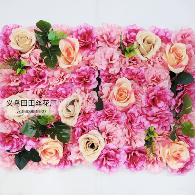 Artificial Flower Wall Artificial Fake Rose Flower Hydrangea Background Wall Wedding Shopping Mall Ornamental Flower Row Hot Sale