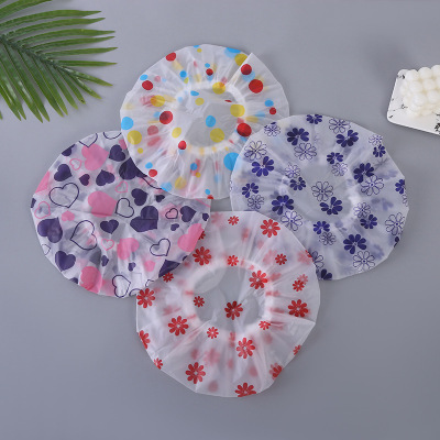 Creative PEVA Printed Shower Cap Double-Layer Thickened Waterproof Bath Shower Head Cover Cartoon Cute Hair Mask Heater in Stock