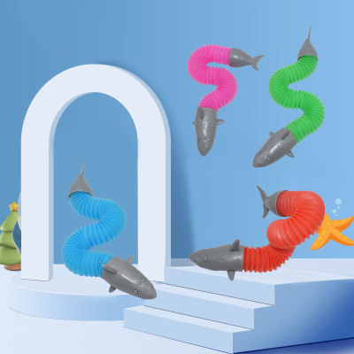 Cross-Border New Arrival Shark Extension Tube Decompression Children's Game Toy