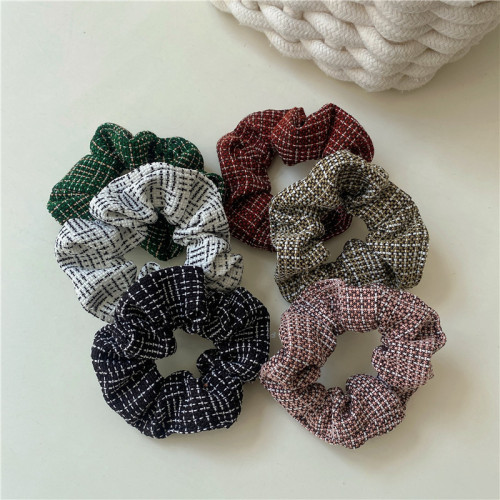 korean style simple retro houndstooth fabric hair ring internet celebrity fashion large intestine ring ponytail head rope rubber band hair accessories