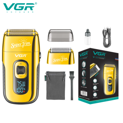 VGR V-332 metal golden beard shaver professional rechargeable electric face and body trimmer razor shaver for men