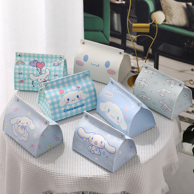 Japanese Style White Cinnamoroll Babycinnamoroll PU Leather Desktop Tissue Cover Tissue Storage Box Dormitory Bedroom Office Paper Extraction Storage Cover