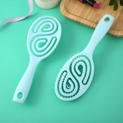 Fluffy Ribs Shape Big Curved Comb Macaron Color Hollow Tangle Teezer Anti-Static Wet and Dry Dual-Use Styling Comb