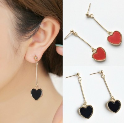 B260 Aqin Same Style Simple Wine Red Sequins Love Heart Earrings Earrings Yiwu Accessories Factory Wholesale