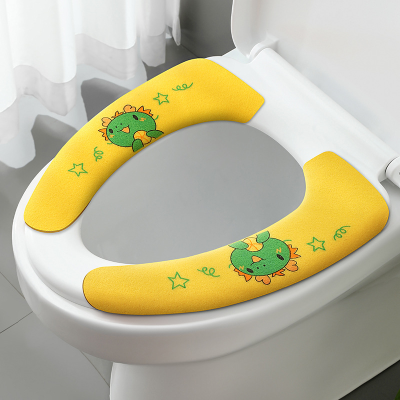 Toilet Seat Winter Waterproof Universal Happy Day Cute Household Toilet Four Seasons Toilet Seat Cover Adhesive Washer Large