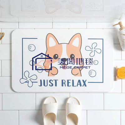 Cross-Border Cute Corgi Diatom Ooze Absorbent Soft Mat Bathroom Toilet Doorway Carpet Diatom Ooze Soft Mat