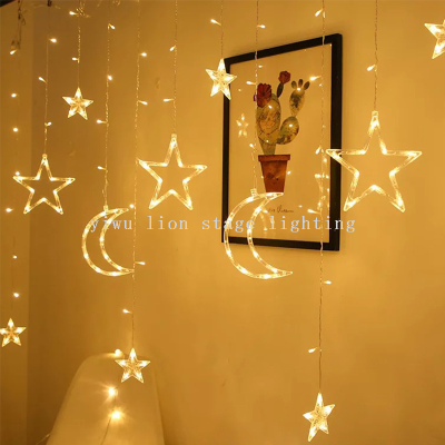 Starry Curtain Star Moon Colored Lights Led String Lamp Flashing Light Internet Celebrity Bedroom Romantic Room Birthday Decorative Lights