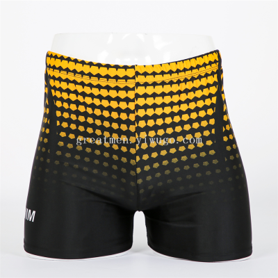 New Swimming Trunks Factory Wholesale Weimen Polyester Men's Boxer Swimming Trunks Dotted Prints Swimming Trunks 