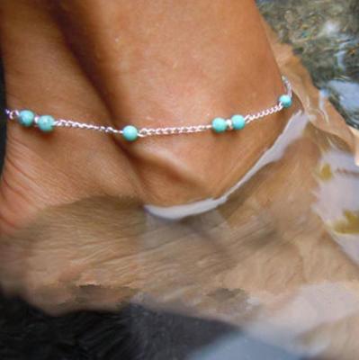 E016 European and American Jewelry Street Shot Same Style Personality Fashion Handmade String Beads Turquoise Beads Anklet Bracelet Wholesale