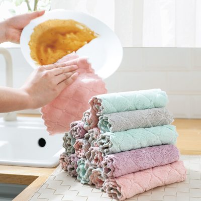 2278 Absorbent Dishcloth Thickened Table Cleaning Towel Kitchen Not Easy to Touch Oil Cleaning Cloth Hand Towel
