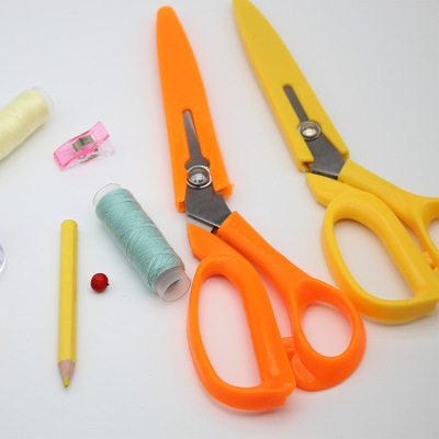 Multi-Functional Office Student Handwork Scissors Card Scissors Orange Yellow