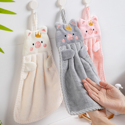 Piggy Wipe Towel Household Cute Hanging Absorbent Kitchen Towel Lazy Rag Wiping Towel Towel Solid Color Children Towel