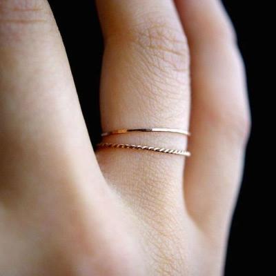 D055 Korean Style Metal Electroplated Twist Geometric 2-Piece Ring Set Simple Knuckle Ring Women's Ring Japan and South Korea Thin Little Finger Ring
