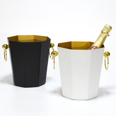 Hz351 New Exotic Stainless Steel Champagne Bucket 5.0L Beer Wine Cooler Party Gathering Octagonal Ice Bucket