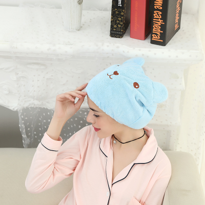 2178 Cartoon Bear Thickened Hair Drying Cap Super Water-Absorbing and Quick-Drying Towel Shower Cap Korean Style Hair-Drying Turban