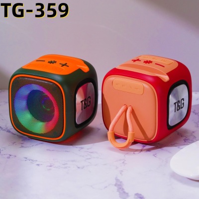 New Tg359 Wireless Bluetooth Speaker Rgb Lighting Audio Card Radio Tws Couplet Small Steel Gun Speaker