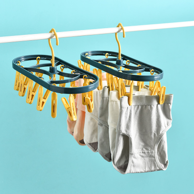 2890 Plastic Rack 12-Clip Windproof Multifunctional Dormitory Household Underwear Underwear Drying Rack Student Socks Rack