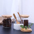 Round Borosilicate Glass Seasoning Bottle Seasoning Jar Set Solid Seasoning Condiment Dispenser with Bamboo Wood Cover Home Salt Shaker