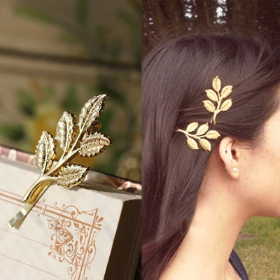 European and American Fashion Leaf Barrettes Leaf Side Clip Branch Clip Sweet Bride Headdress 2 Yuan Shop A015