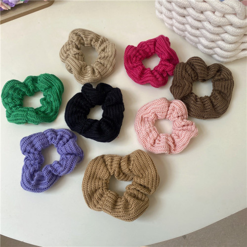 2022 autumn and winter candy color knitted wool large intestine hair band cute retro internet celebrity same style woven hair band female hair accessories