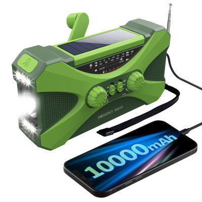 2022 Cross-Border New 100000ma Large Capacity Solar Hand-Cranking Rechargeable Emergency Radio With Flashlight