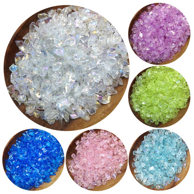 AB Magic Color Fragment Nail Art Transparent Crystal Color Glass Sand Quicksand Pencil Knife DIY Material Filling Gravel Wholesale