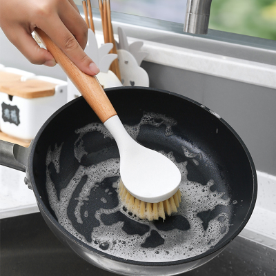 Household Kitchen Sisal Long Handle Cleaning Brush Dishwashing Brush Beech Dish Brush Oil-Free Cleaning Brush Decontamination Brush