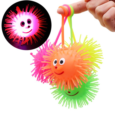 20G Luminous Hairy Ball Glowing Hedgehog Elastic Flash Hairy Ball Vent Ball Children's Toys Wholesale