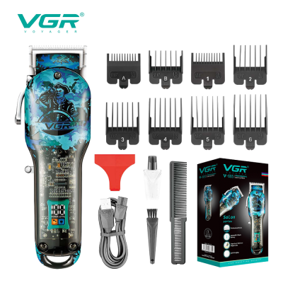 VGR V-685 Barber Hair Cut Machine Cordless Hair Trimmer Rechargeable Transparent  Professional Hair Clipper for Men
