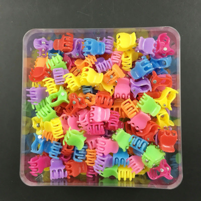 180 PCs Boxed Mini Claw Clip Wholesale 1cm Children's Colorful Cartoon Barrettes BJD Side Clip Plastic Grip