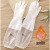 Household Dishwashing Gloves Transparent White Fleece-Lined Laundry Waterproof Plastic Leather Latex Lengthened Durable Kitchen Cleaning Female