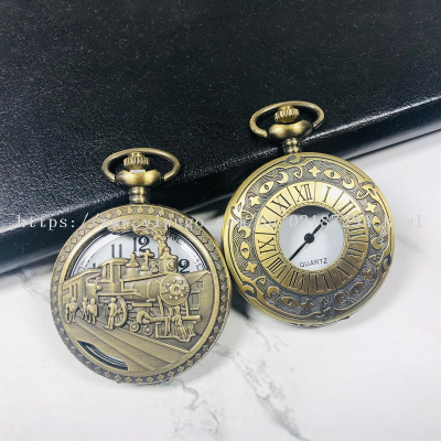 New Flip Hollow Retro Pocket Watch Minimalist Creative Student Watch Personalized Keychain Chain Watch