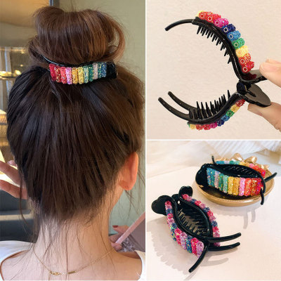 Korean Style Elegant Candy Bun Back Head Grip Ins Online Influencer Cute Girl Large Rainbow Hair Accessories