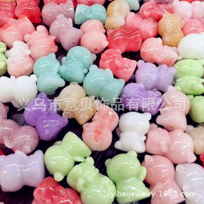Candy Color Shell Powder Pressure Bear 12x13mm Straight Hole Bracelet Necklace Accessories DIY Handmade Accessories Wholesale