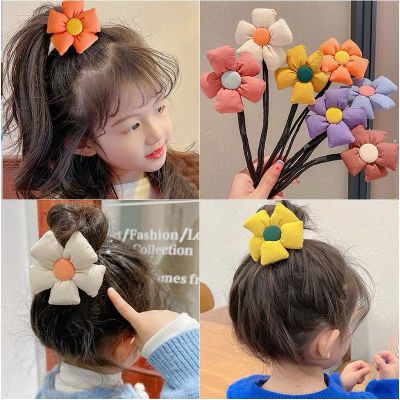 Little Girl Flower Style Updo Rod Hair Band Children's Hair Accessories Bun Updo Gadget Girls Lazy Hairband Decoration