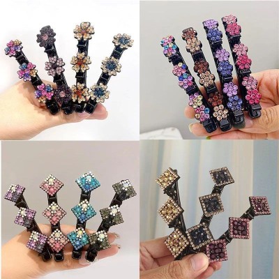 Internet Celebrity Side Clip Rhinestone Bangs Clip Hair Braiding Artifact Modeling Double-Layer Fixed Woven Hairpin Bobby Pin Hair Band
