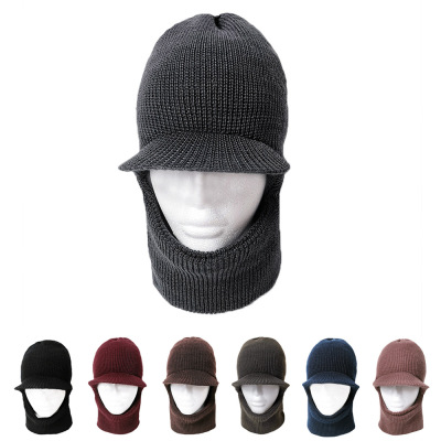 Warm Knitted Hat Winter Windproof Cycling Earflaps Woolen Tiger Hat Exposed Eye plus Velvet Thickened One-Piece Sleeve Cap