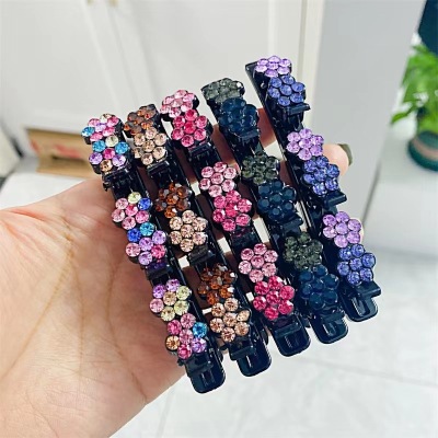 New Hair Patch Double Layer Bang Clip Woven Barrettes Female Rhinestone Hair Accessories Hairpin Side Clip Lazy Style