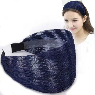Internet Celebrity Wide-Brimmed Fabric Lace Headband European and American Same Style Face Wash Cover Broken Hair Toothed Non-Slip Headband Bandeau Hairpin Female