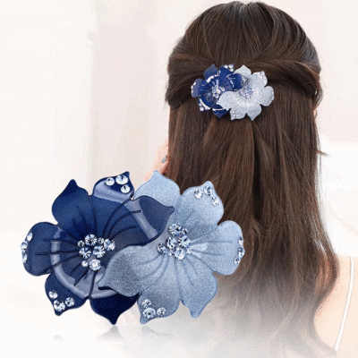 Hairpin Headdress Korean Rhinestone Hair Accessories Spring Clip Elegant Simple Coiled Hair Head Clip Female Headdress Flower Hairpin Ponytail Clip